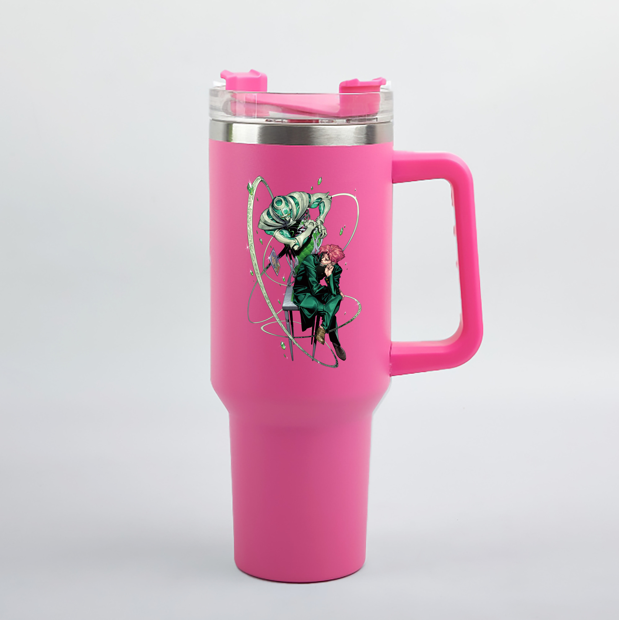 （画像用） ジョジョの奇妙な冒険 花京院 典明（かきょういん のりあき） JoJo's Bizarre Adventure Kakyoin Noriaki 1200mL車用タンブラー（カラープリント）
